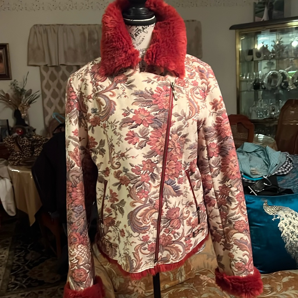 Jacket Moto, Flower Print Size M